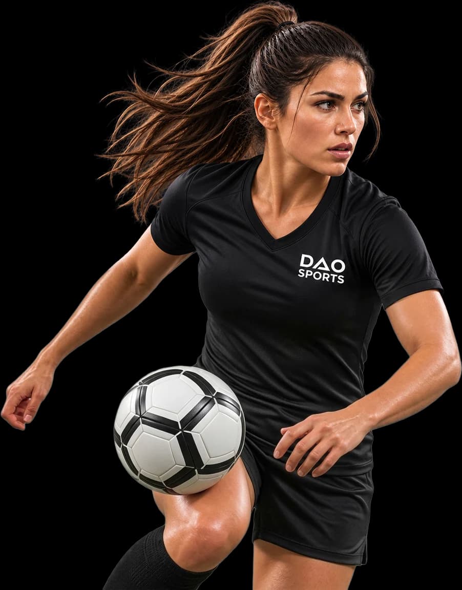 Women’s Division athlete controlling a soccer ball